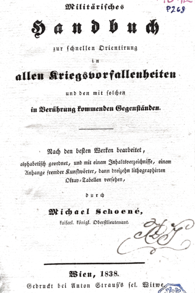 Schoené_1838 Handbuch-Kriegsvorfallenheiten
