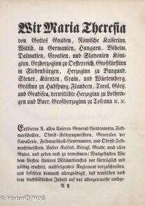 1769 Maria Theresia - Generalsreglement 2